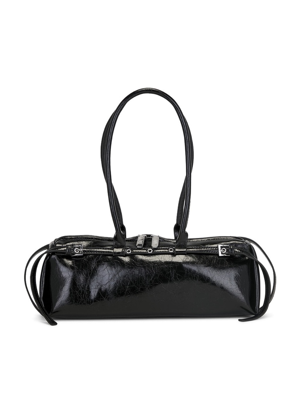 8 Other Reasons Black Patent Shoulder Bag with Double Straps